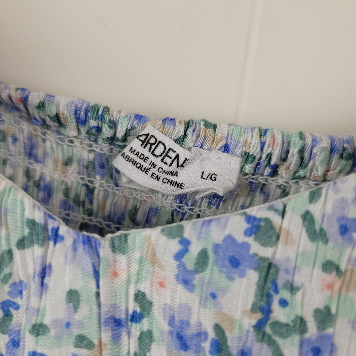 Blue Floral Puff Sleeve Crop Top - Ardene (Size L)