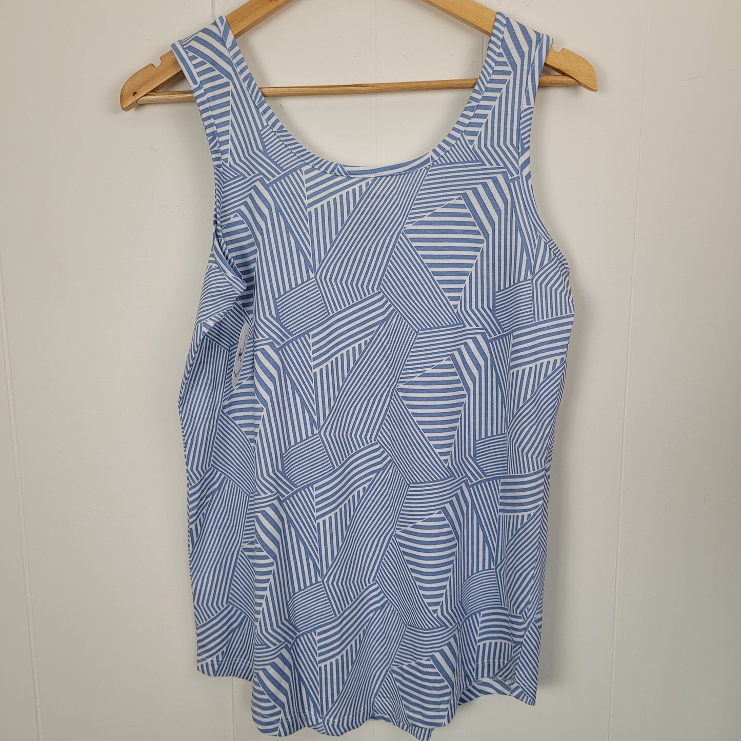 Blue & White Geometric Tank Top - mySTYLE (Small)