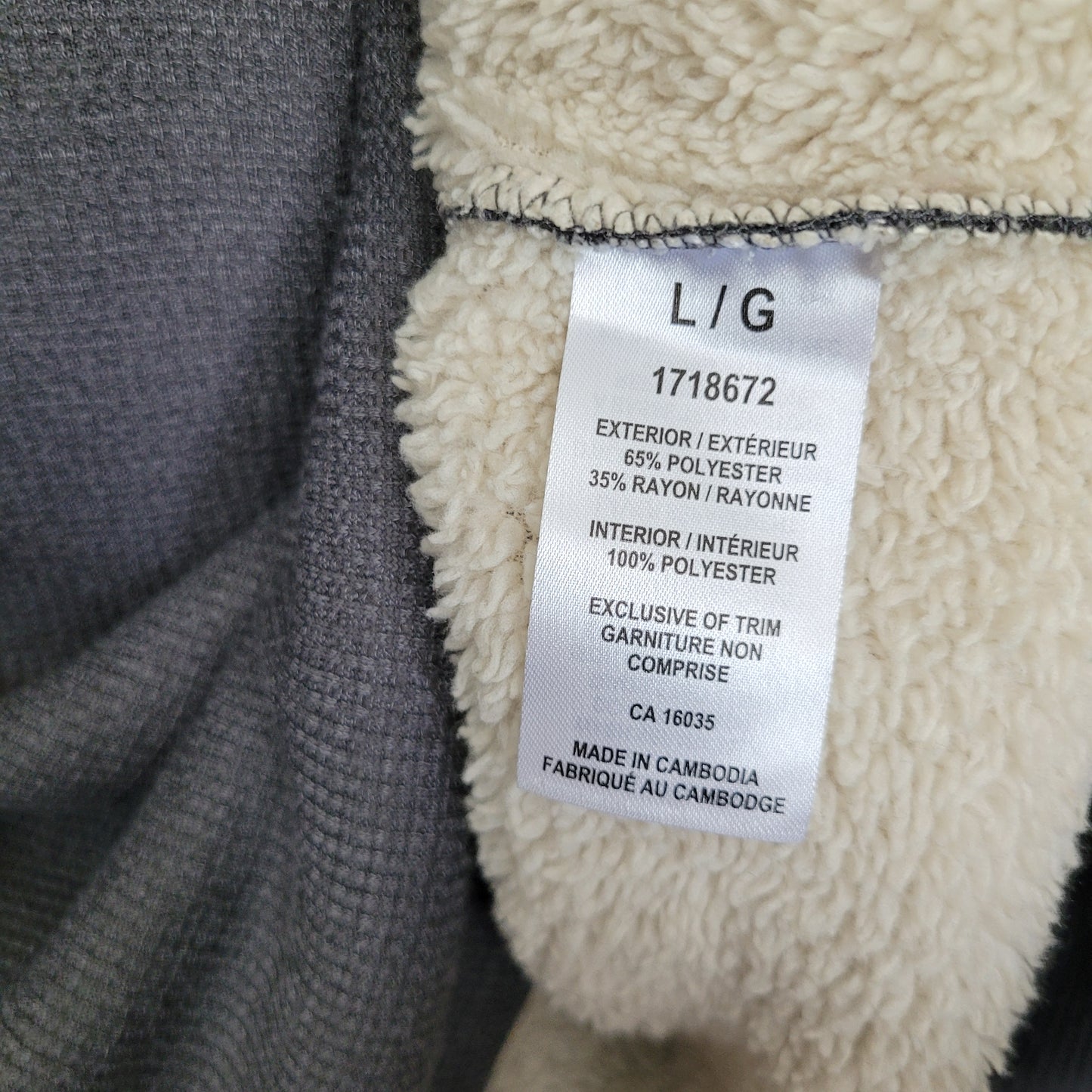 Grey Sherpa-Lined Thermal Pullover - BC Clothing Co Heritage (Large)