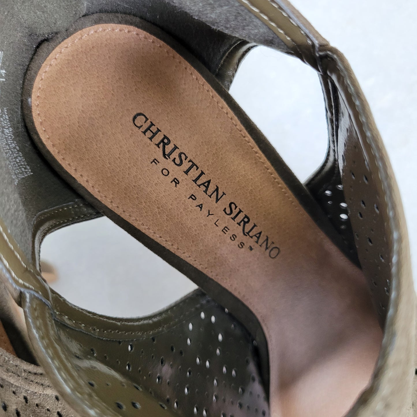 Olive Perforated Peep-Toe Heels - Christian Siriano for Payless(Size 9)