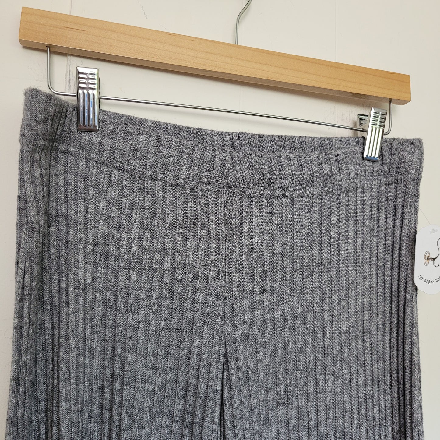 Grey Ribbed Knit Flare Pants - Women's (Size M)