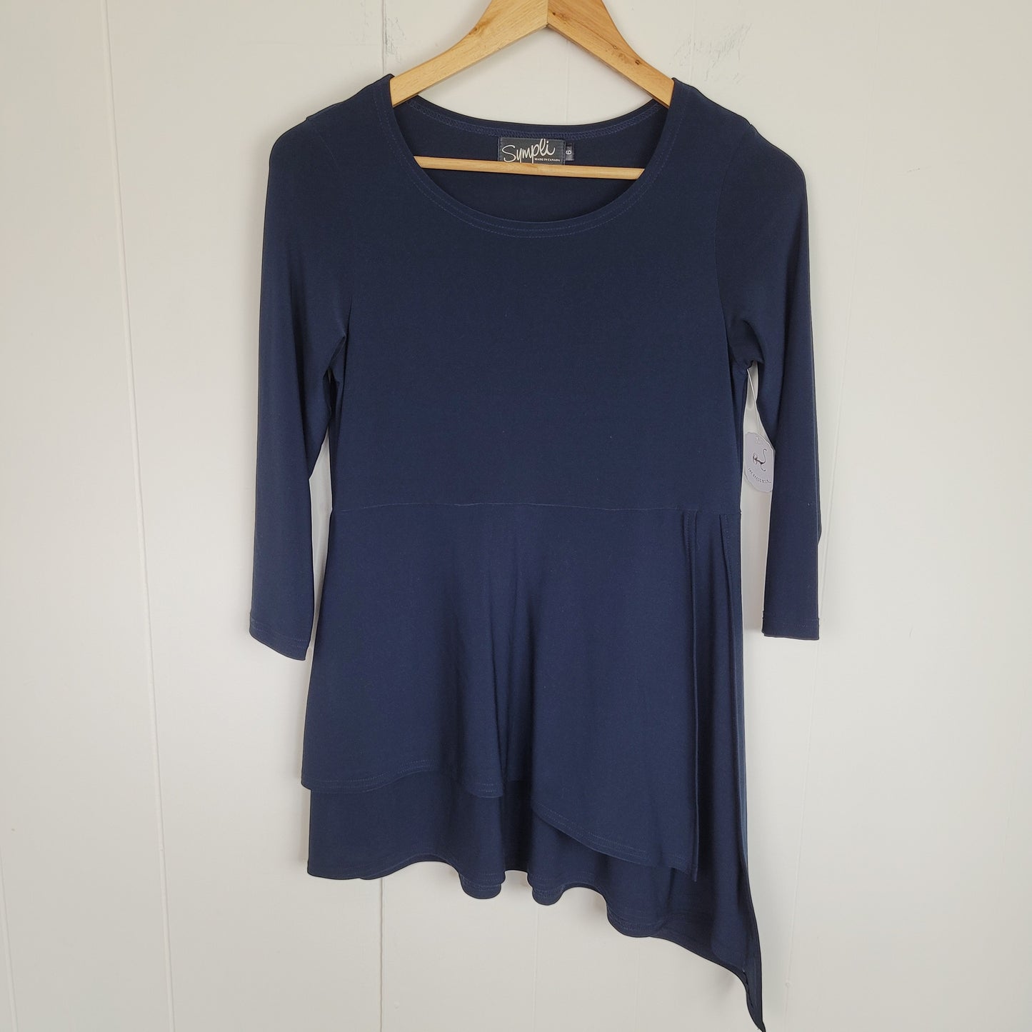 Navy Layered Asymmetrical Tunic Top - Simpli (Made in Canada)(Size 6)