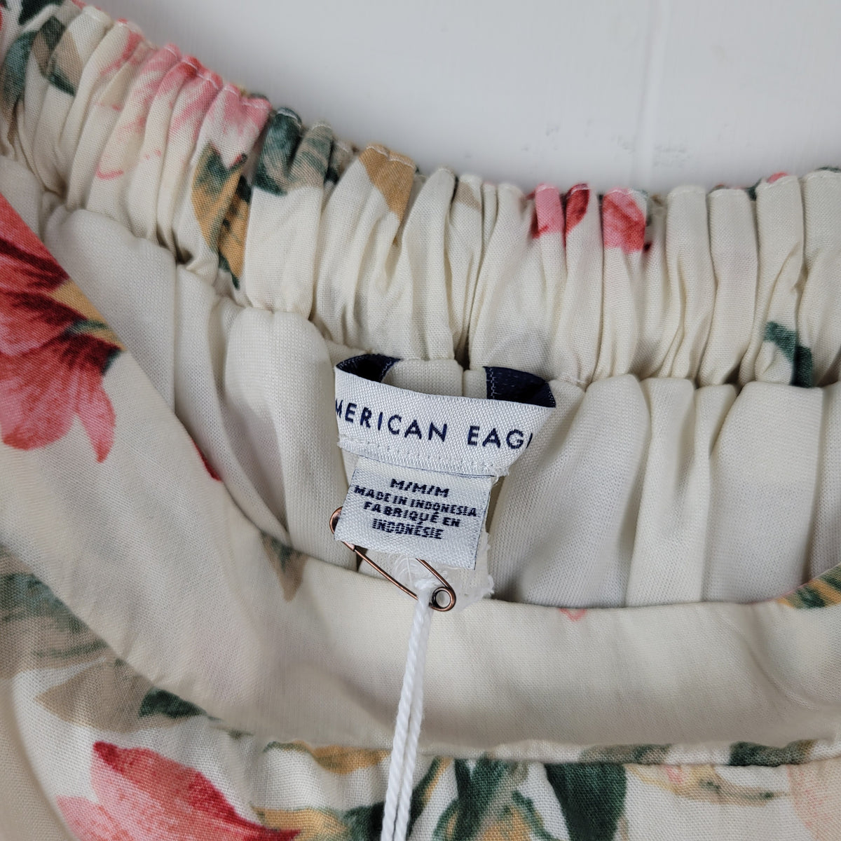 Cream Floral High-Low Maxi Skirt - American Eagle (M)
