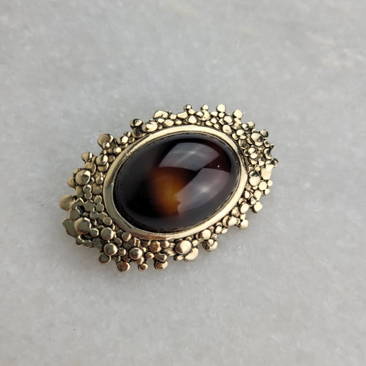 Vintage Sarah Coventry "Norwegian Wood" Faux Tiger's Eye Brooch (1970s)