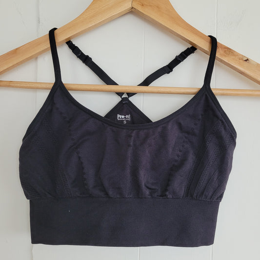 Black Seamless Strappy Back Sports Bra - Pro-Fit (S)