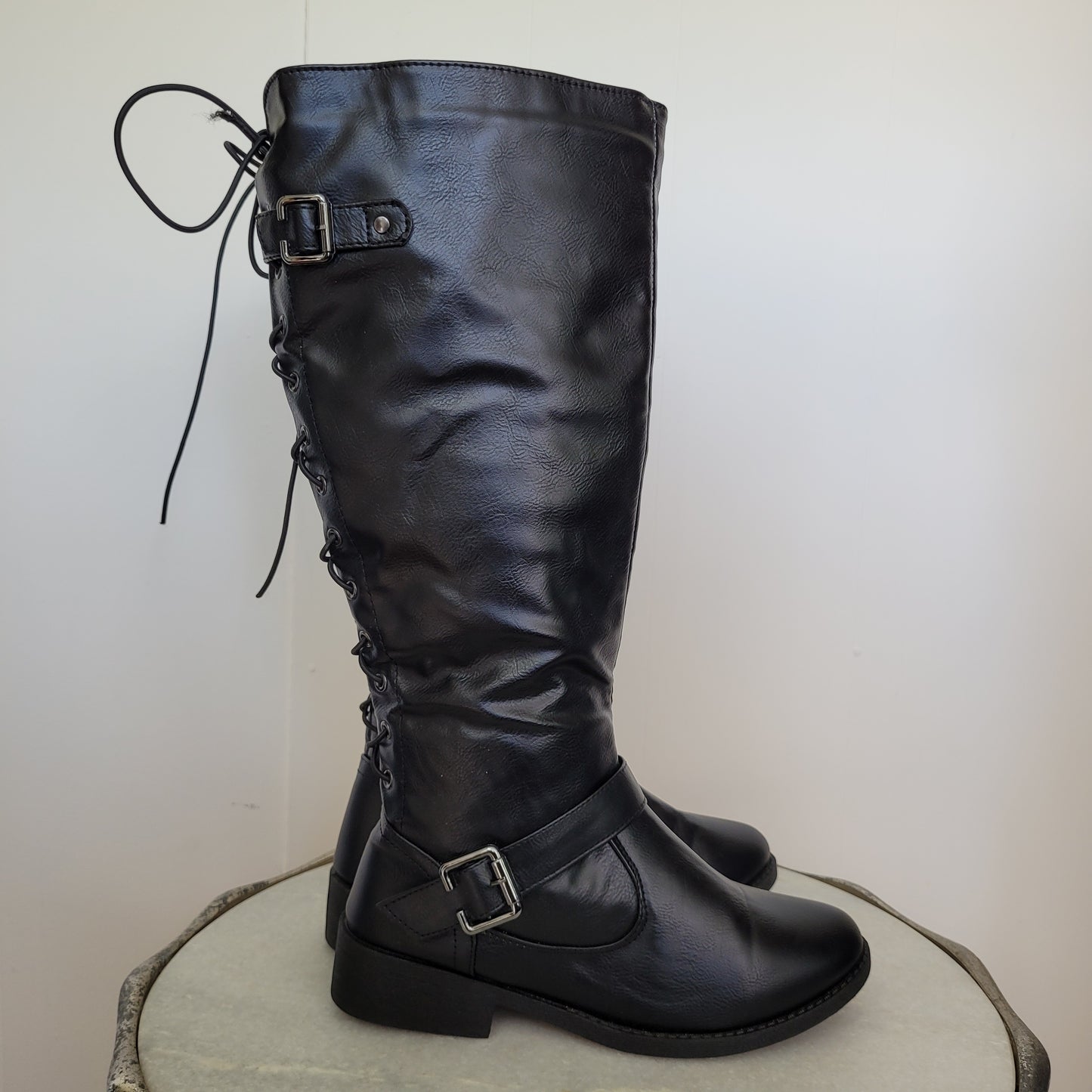 Black Lace-Up Riding Boots - Wanted (Size 6)