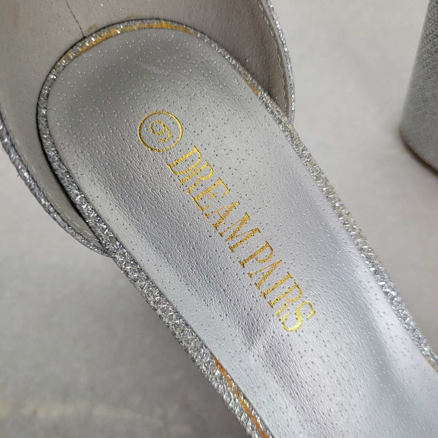 Silver Glitter Block Heel Sandals - Dream Pairs (Size 9)