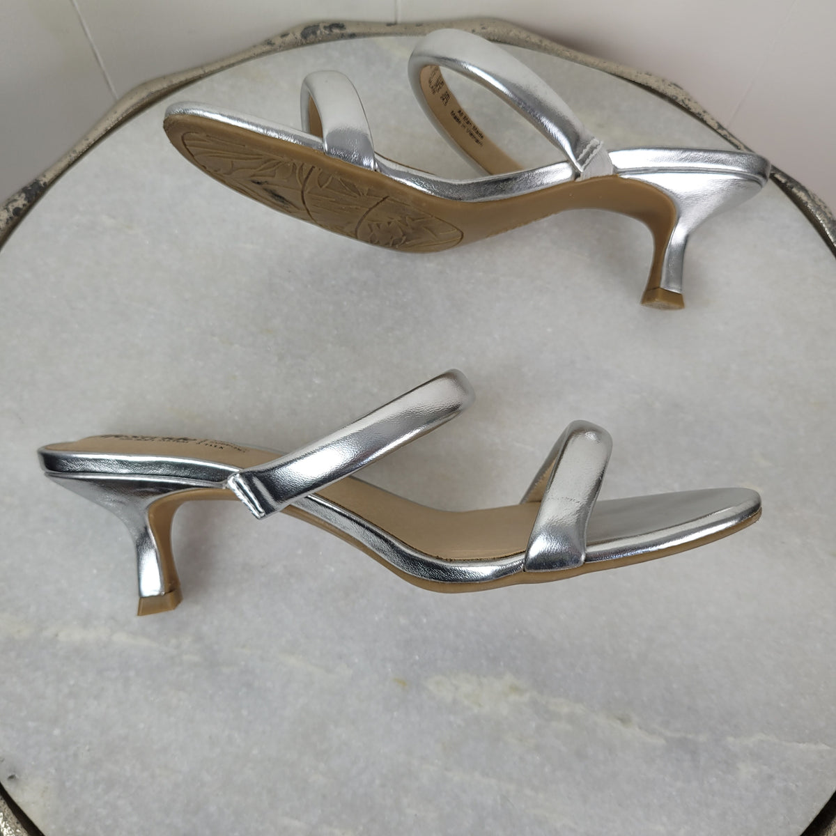 Silver Metallic Heeled Sandals - LifeStride (Size 8)