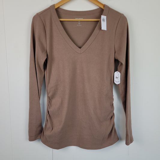 Mocha Ribbed Maternity Long Sleeve Top - Old Navy (Medium)
