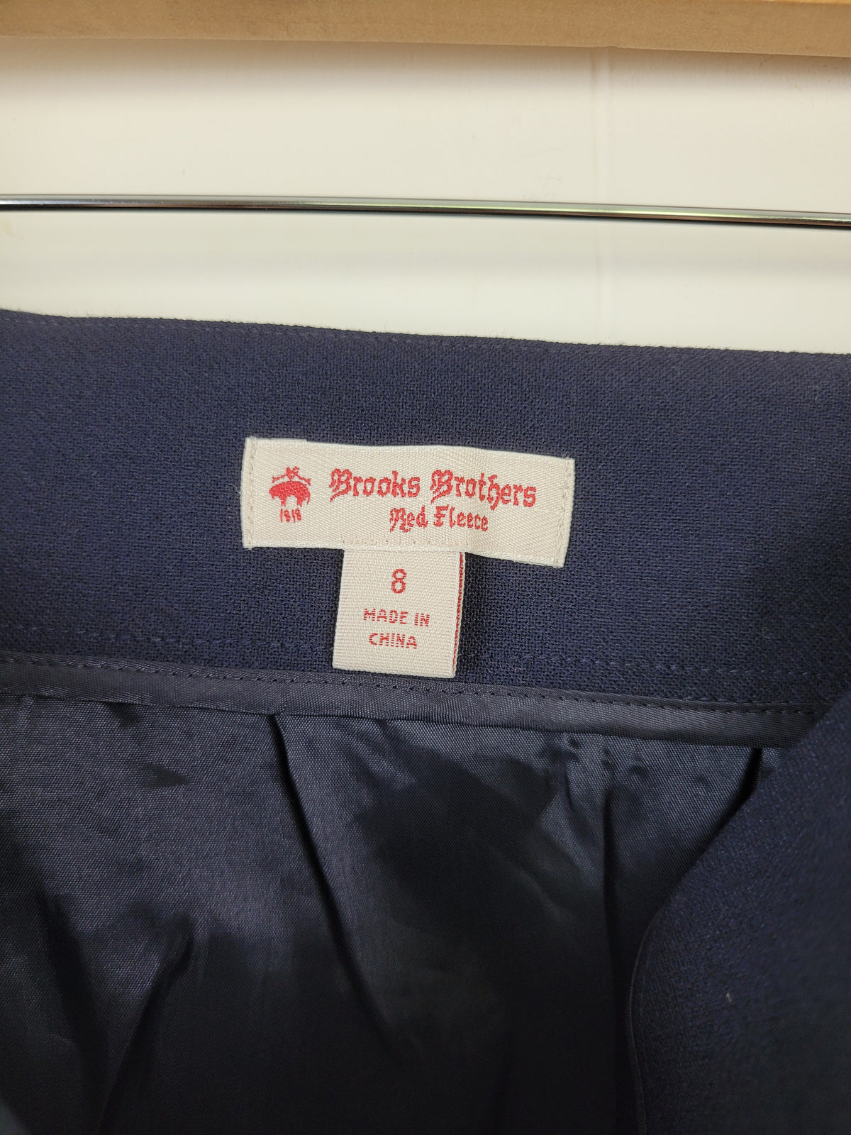 Brooks Brothers Size 8 Navy Pleated A-Line Skirt