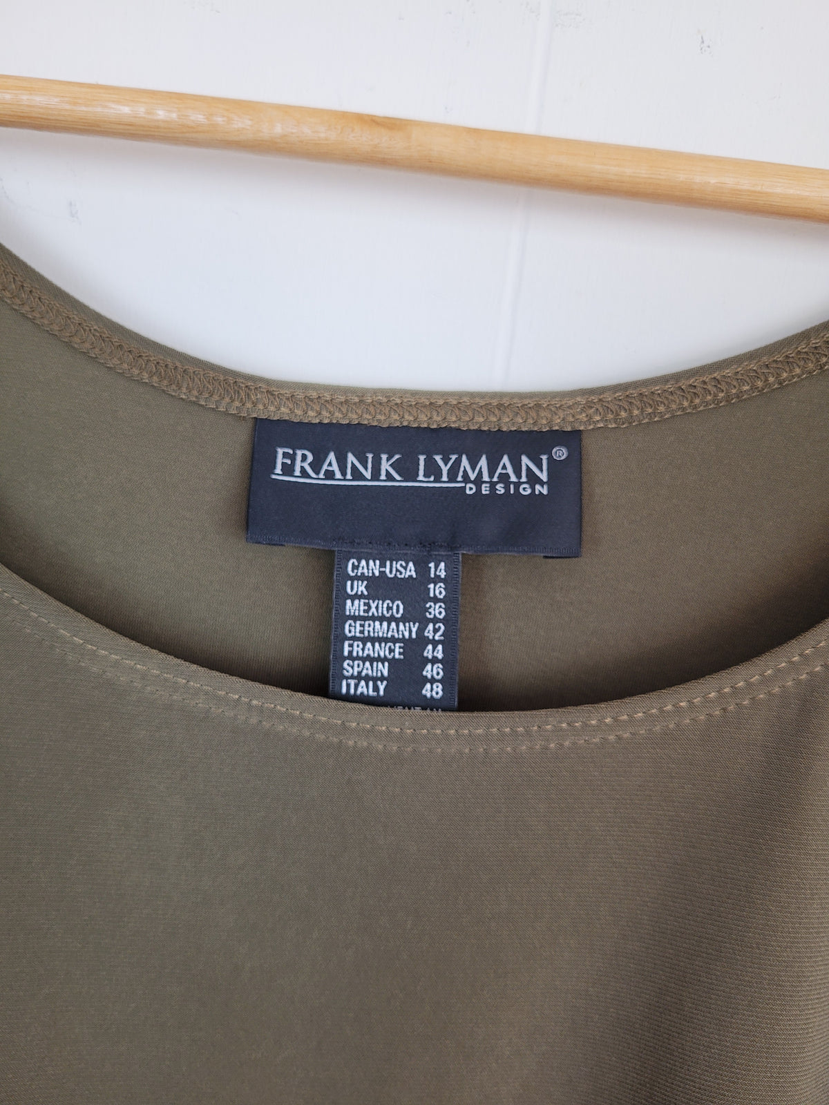 Frank Lyman Size 14 Olive Green Sleeveless Tank Top