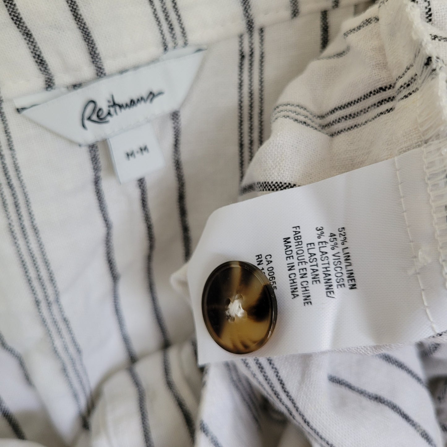 White Stripe Button Front Tank - Reitmans (M)
