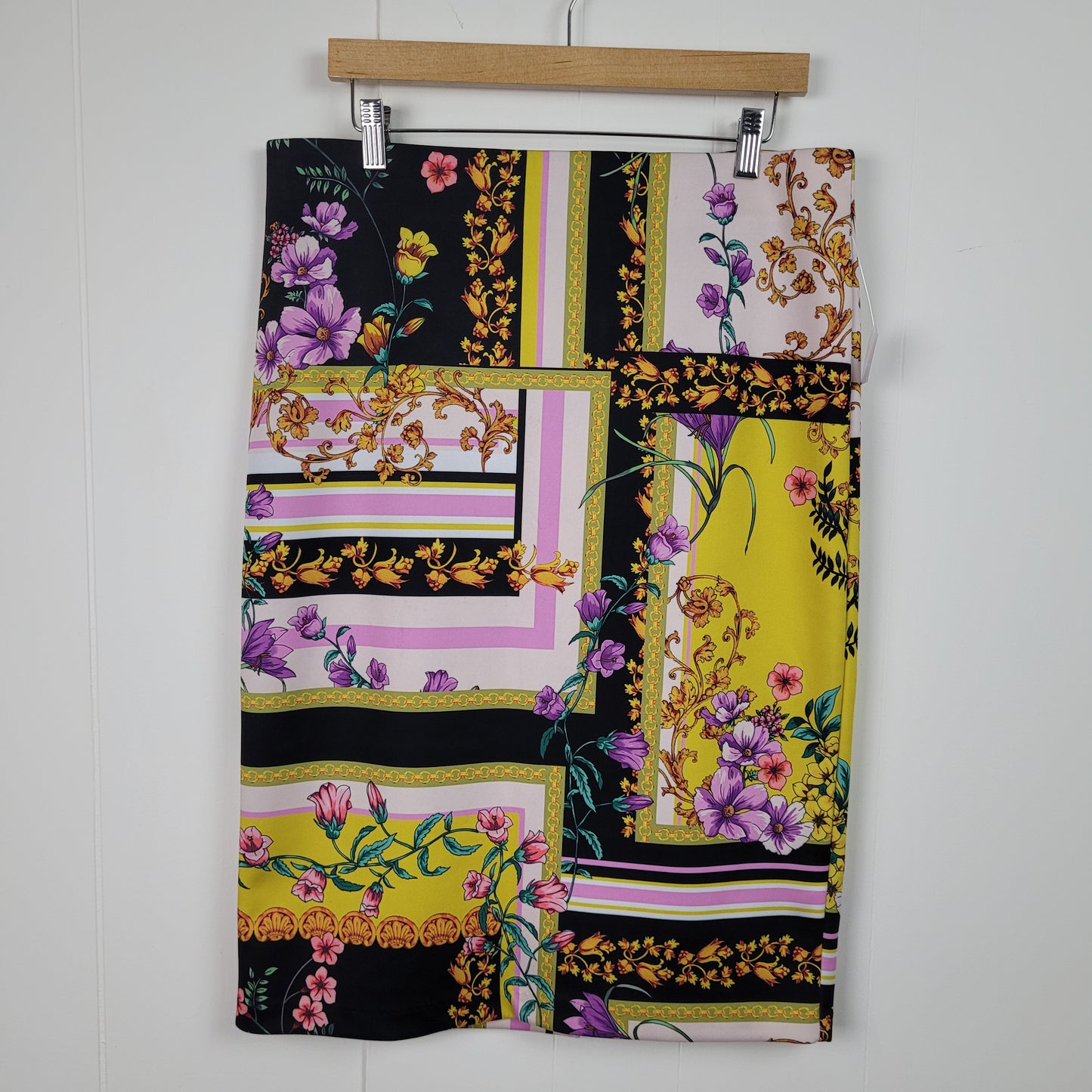 Multi Colour Floral Scarf Print Skirt - ECI New York (Large)