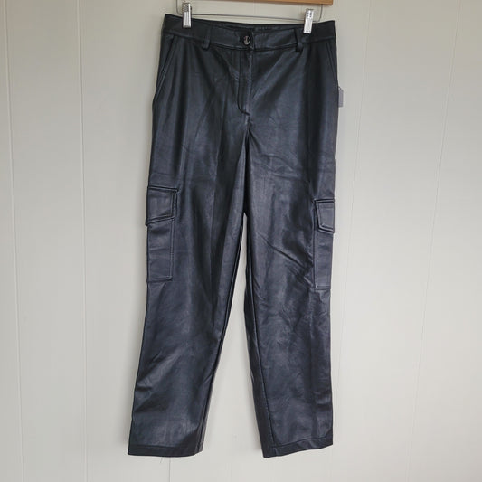 Black Faux Leather Cargo Pants - Rachel Zoe (Size 6)