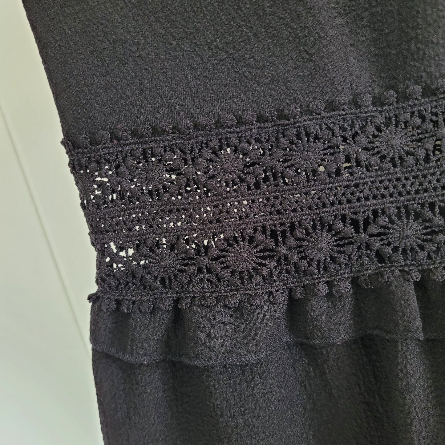 Black Lace Trim Babydoll Dress - Adjustable Straps - Size Small