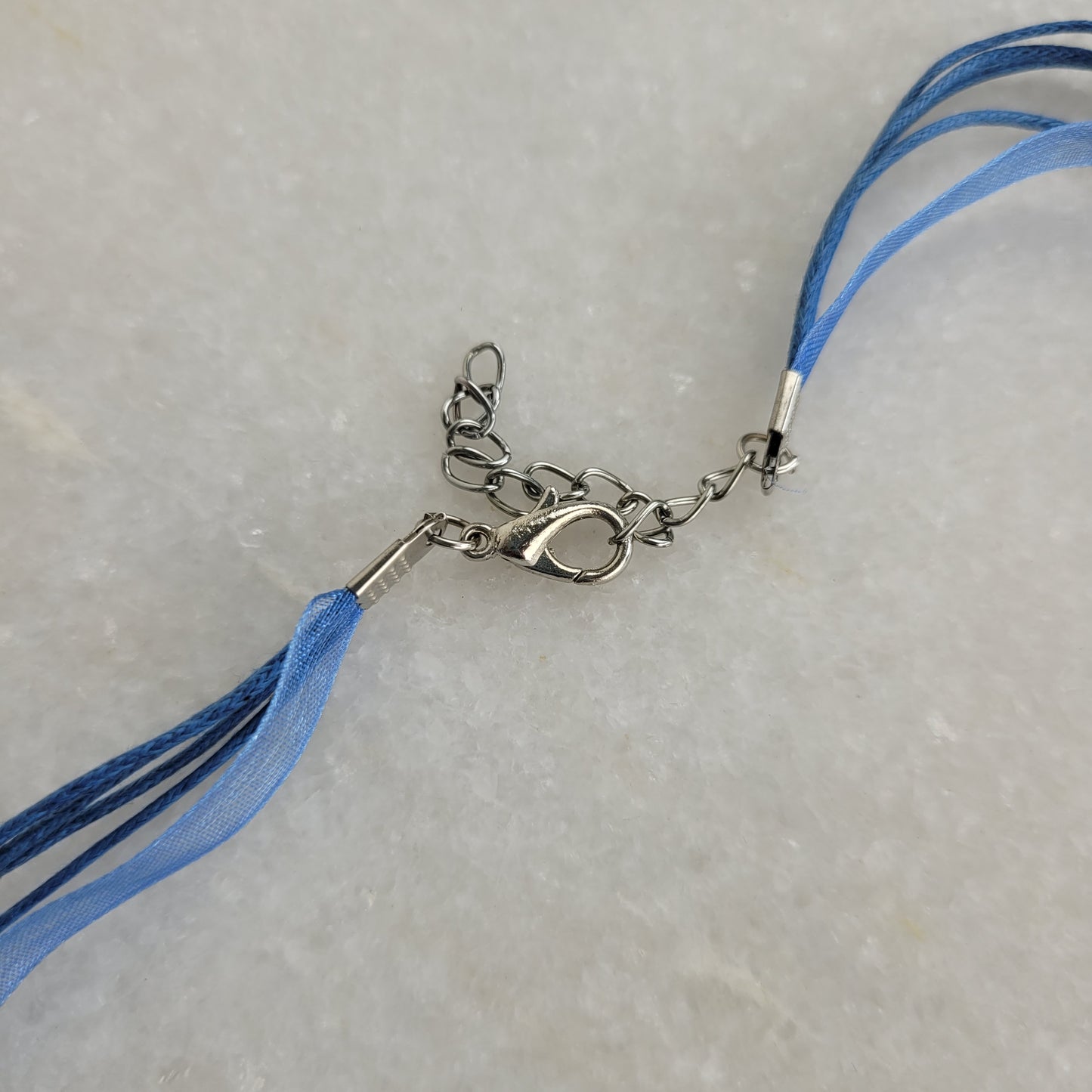 Blue Swirl Art Glass Pendant Necklace