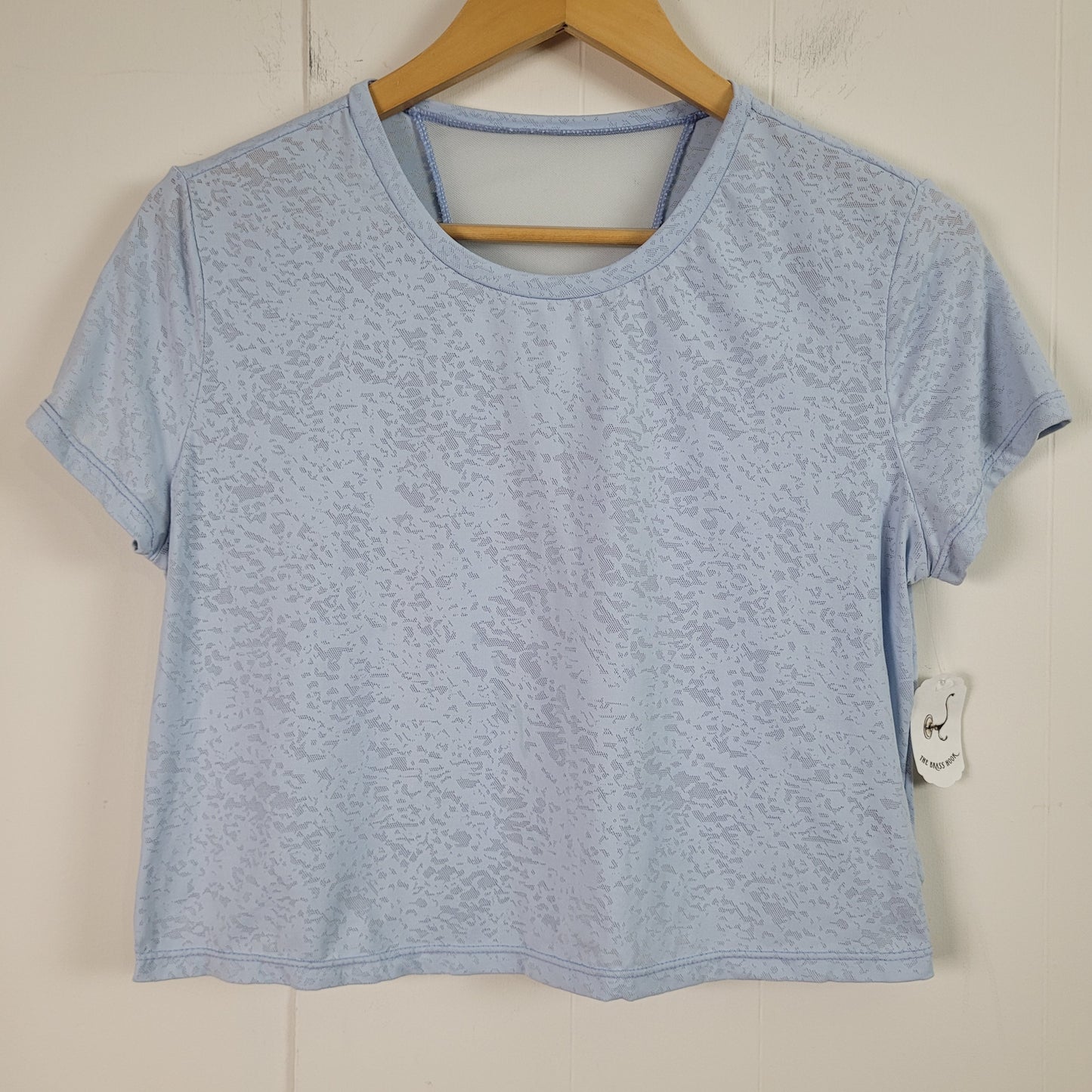 Light Blue Burnout Short Sleeve Tee - SHEIN (S)
