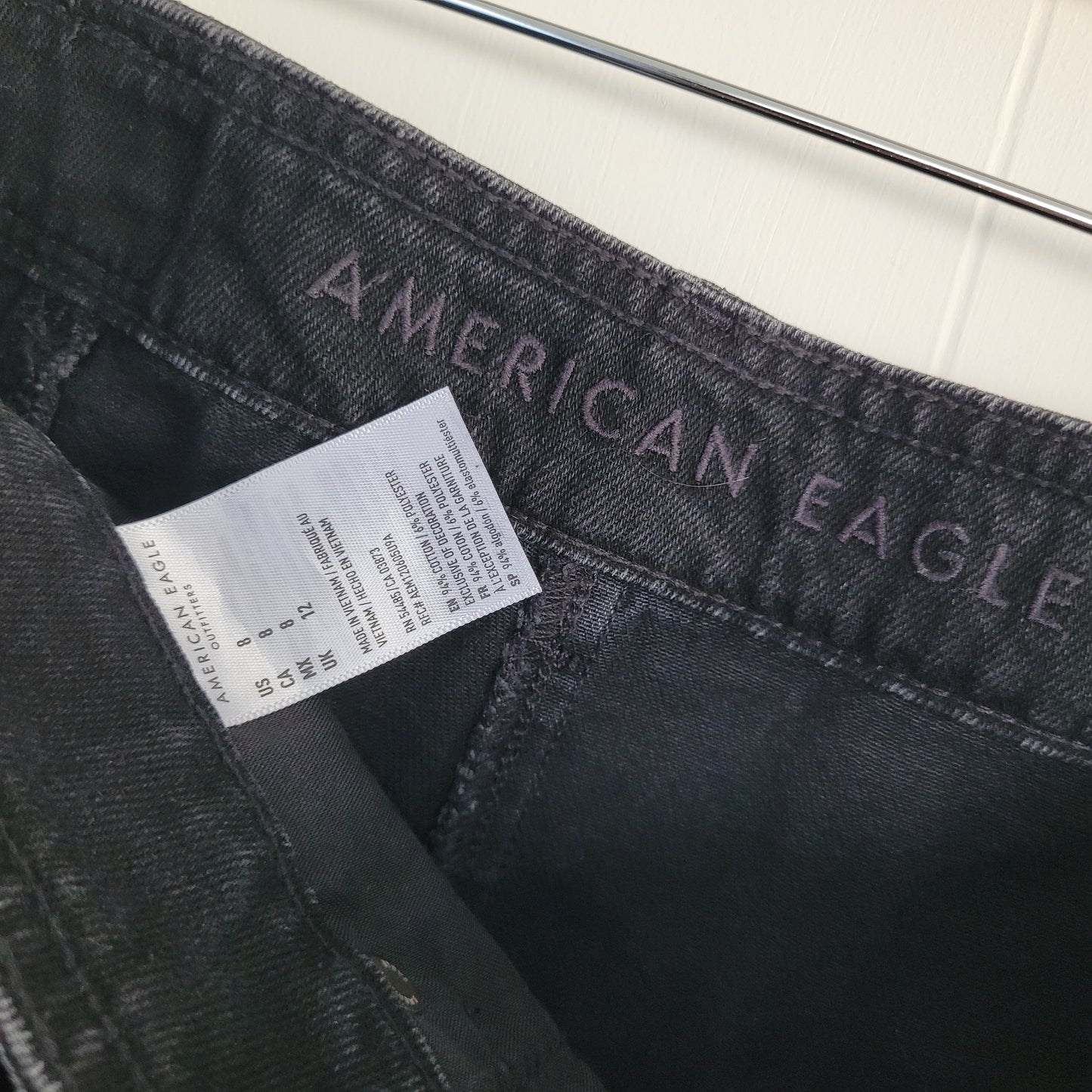 Black Wash Button Front Denim Skirt - Americam Eagle (Size 8)
