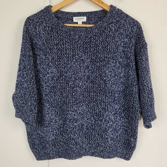 Blue Marled Open-Knit Sweater - Hudson North (Size L/G)