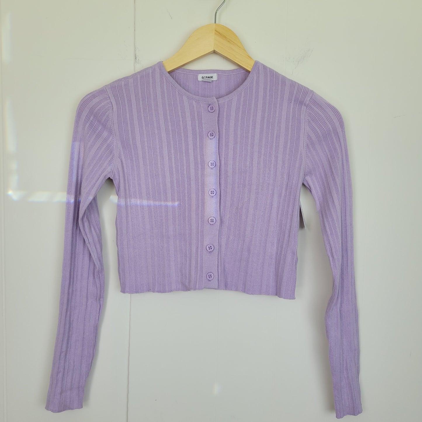 Lilac Ribbed Cropped Cardigan - Garage (Small)