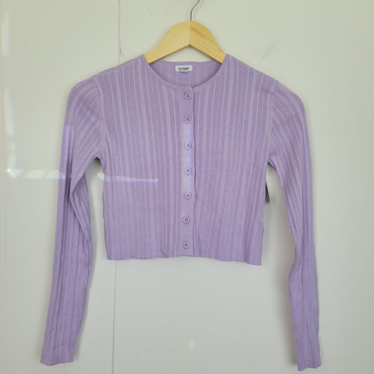 Lilac Ribbed Cropped Cardigan - Garage (Small)