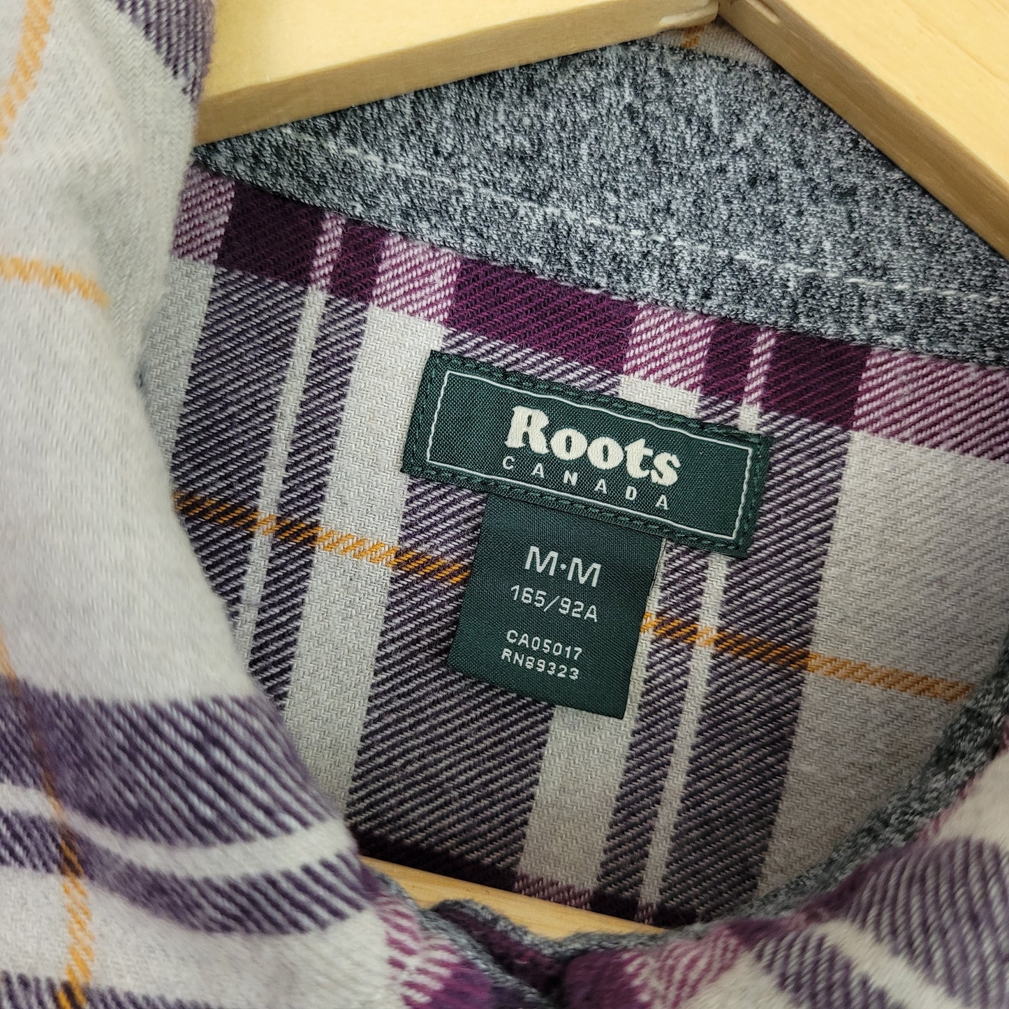 Purple Plaid Cotton Button-Up Shirt - Roots (Women's Medium)
