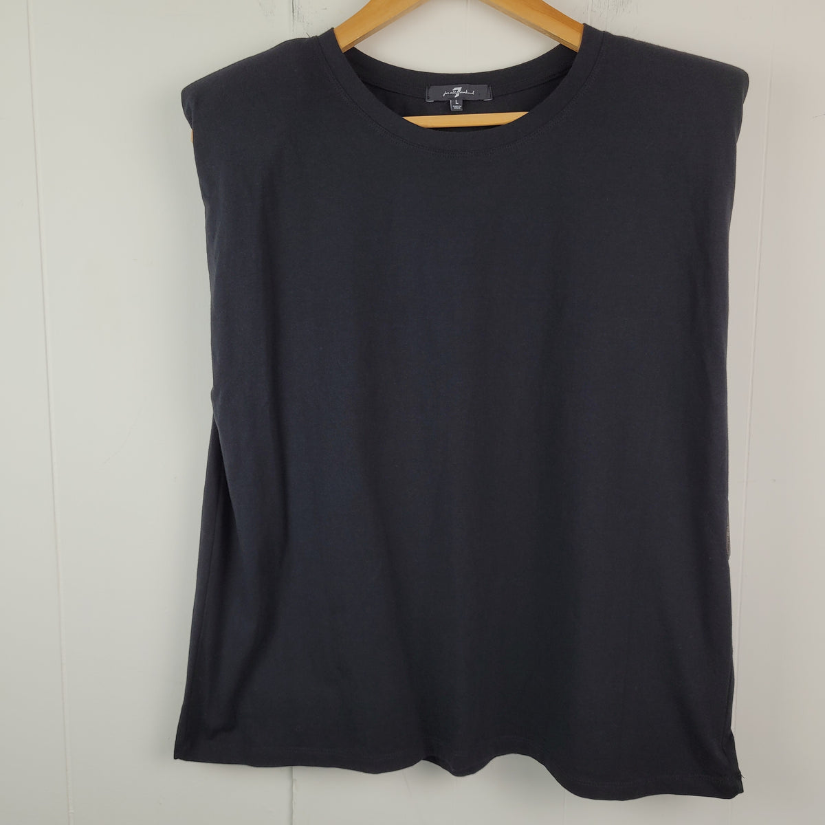 Black Padded Shoulder Muscle Tank - 7 For All Mankind (Size L)