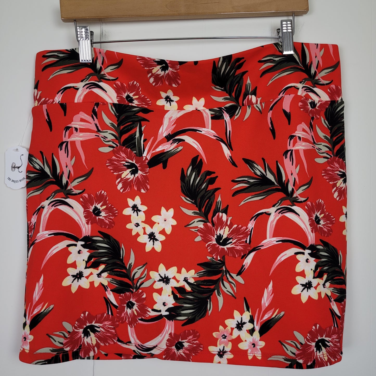 Red Tropical Floral Mini Skirt - Lily Morgan (XL)