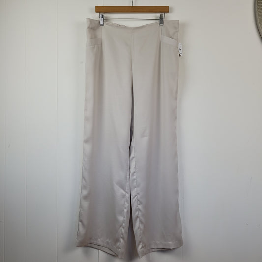 Cream Satin Wide Leg Dress Pants - Cleo (L)
