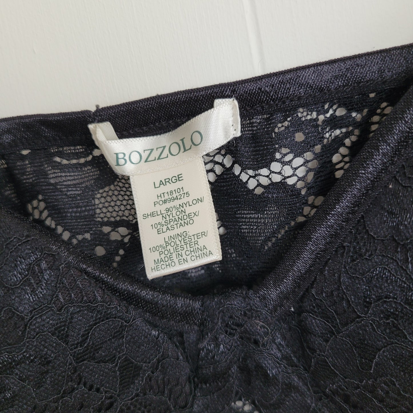 Black Lace Bustier Crop Top- Bozzolo (Size Large)