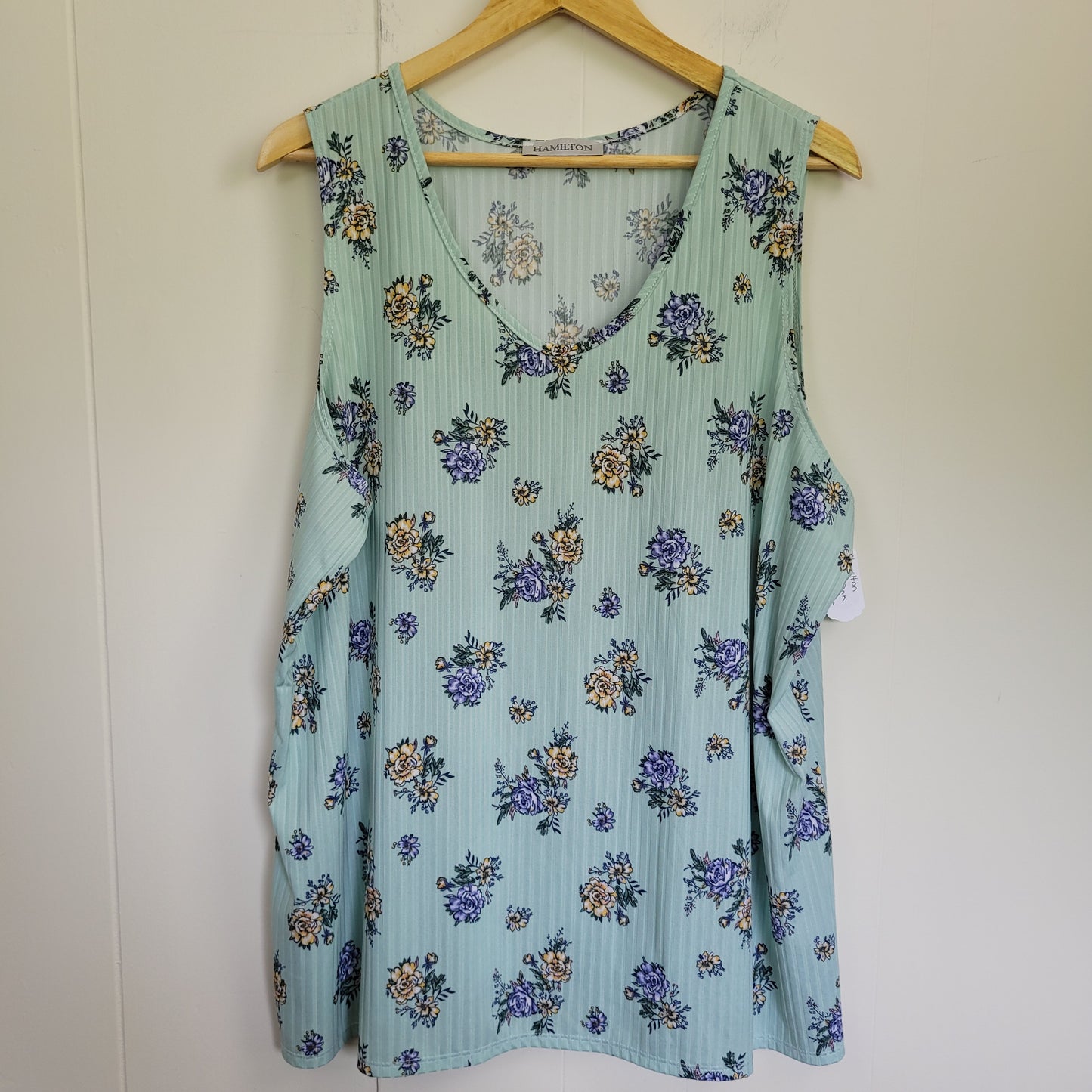 Mint Floral Ribbed Tank Top - Hamilton (3X)