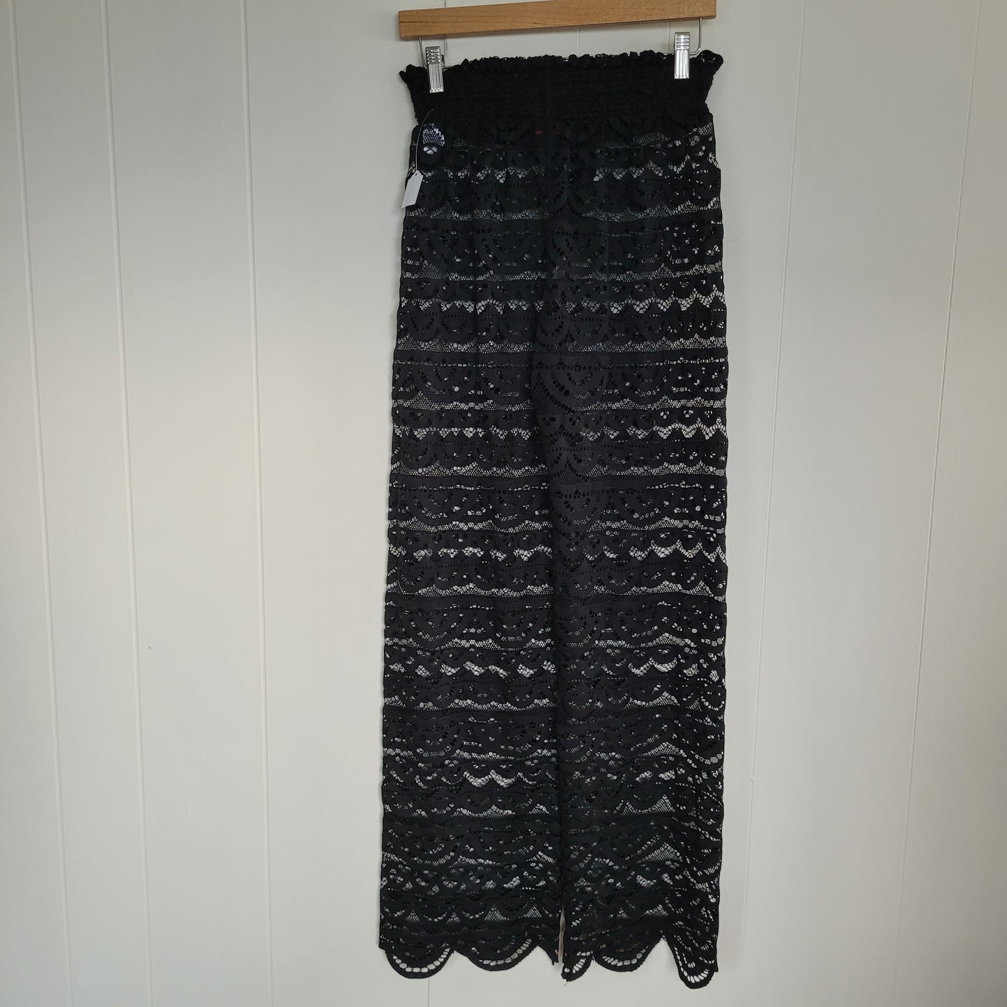 Black Lace Wide Leg Pants / Sheer Cover-Up - Size M