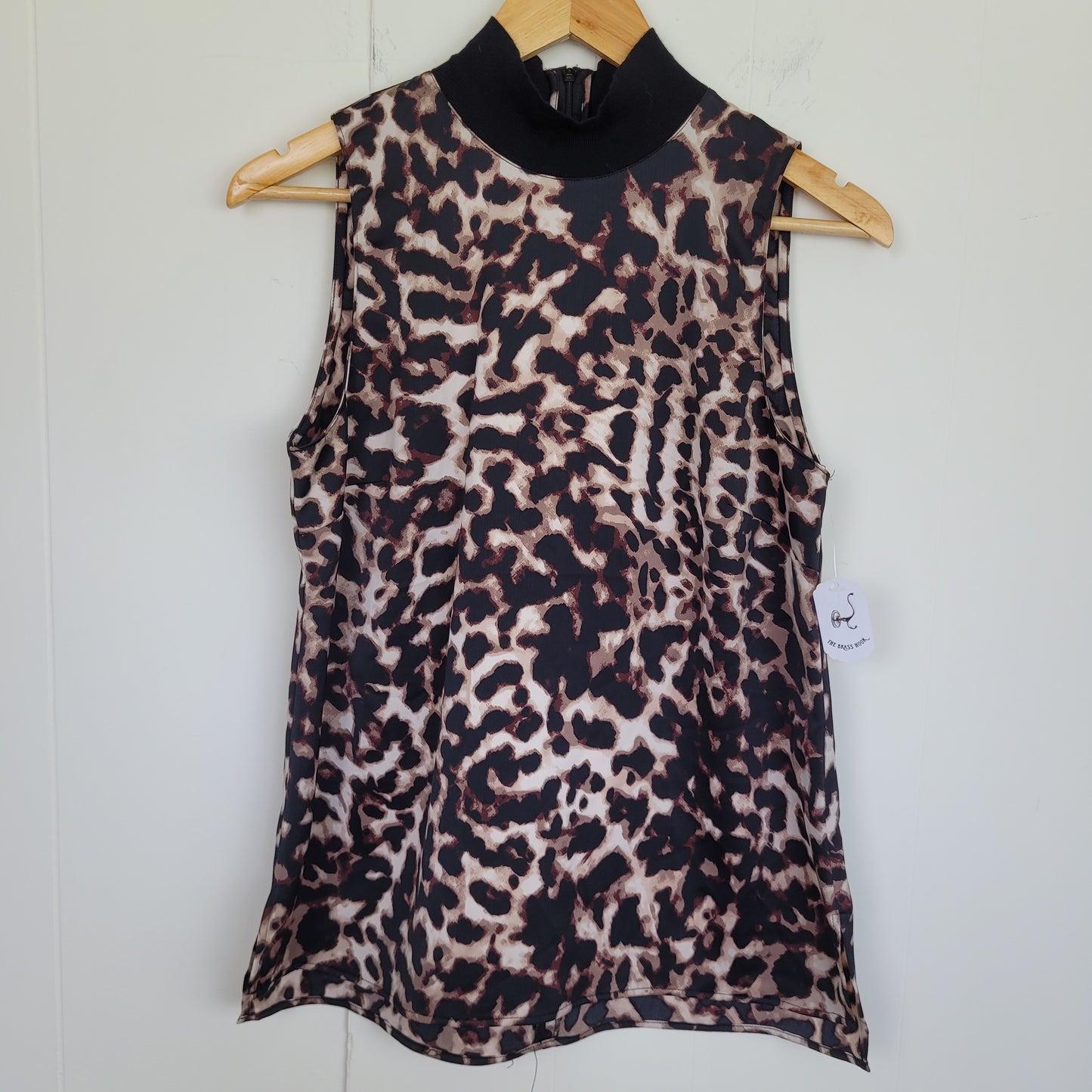 Leopard Print Mock Neck Sleeveless Top - Le Château (Size Small)