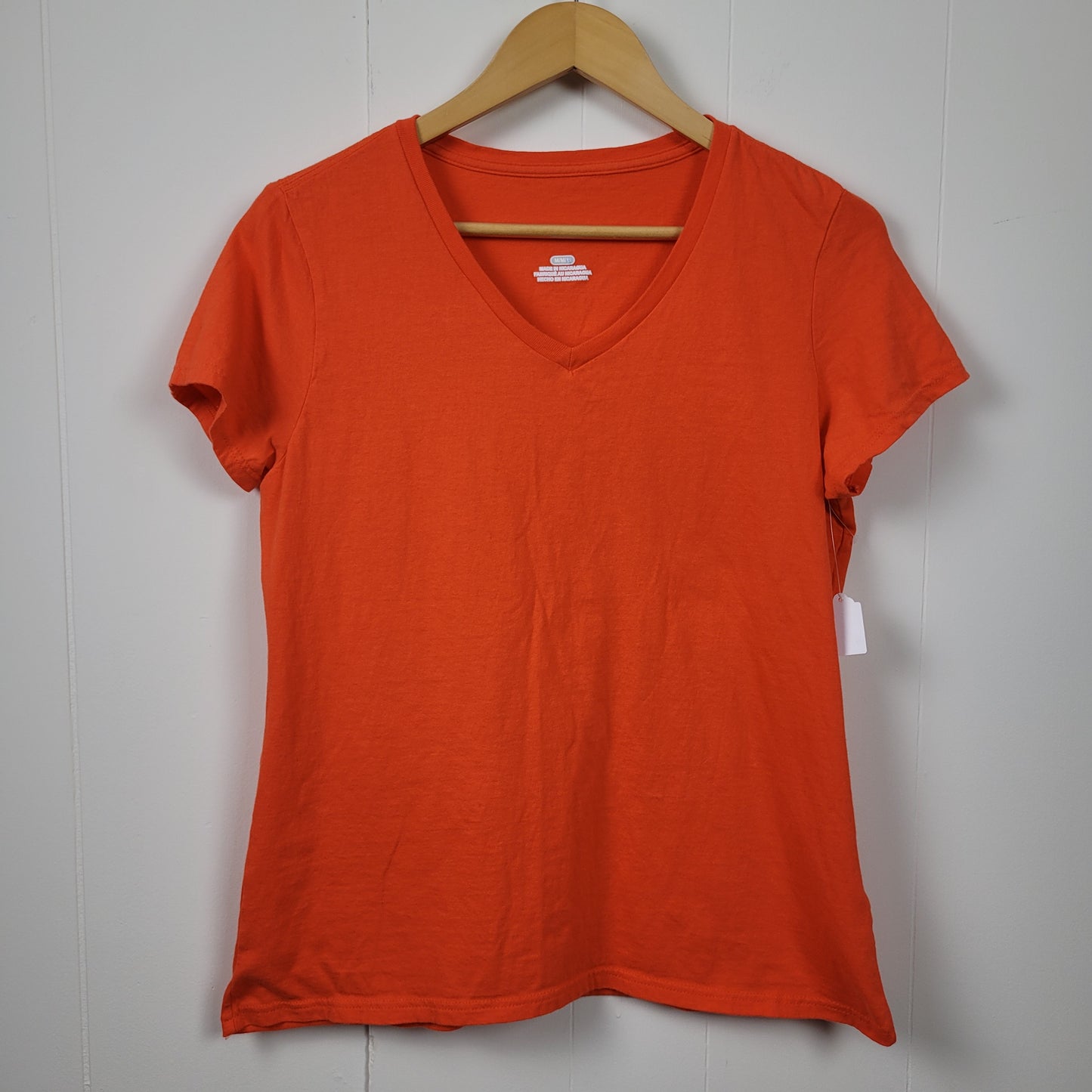 Orange Cotton V-Neck Tee  - Medium