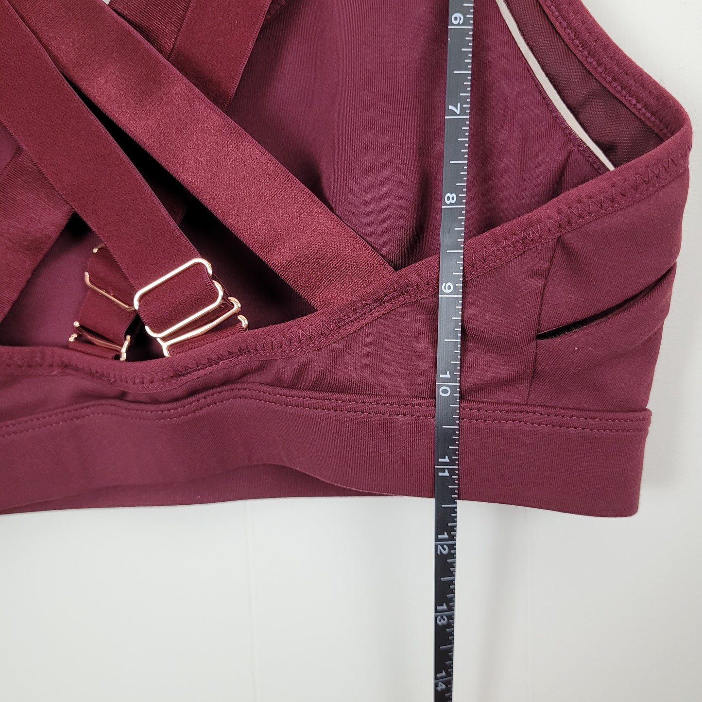 Burgundy Strappy Sports Bra  - Fabletics (Estimated Small)