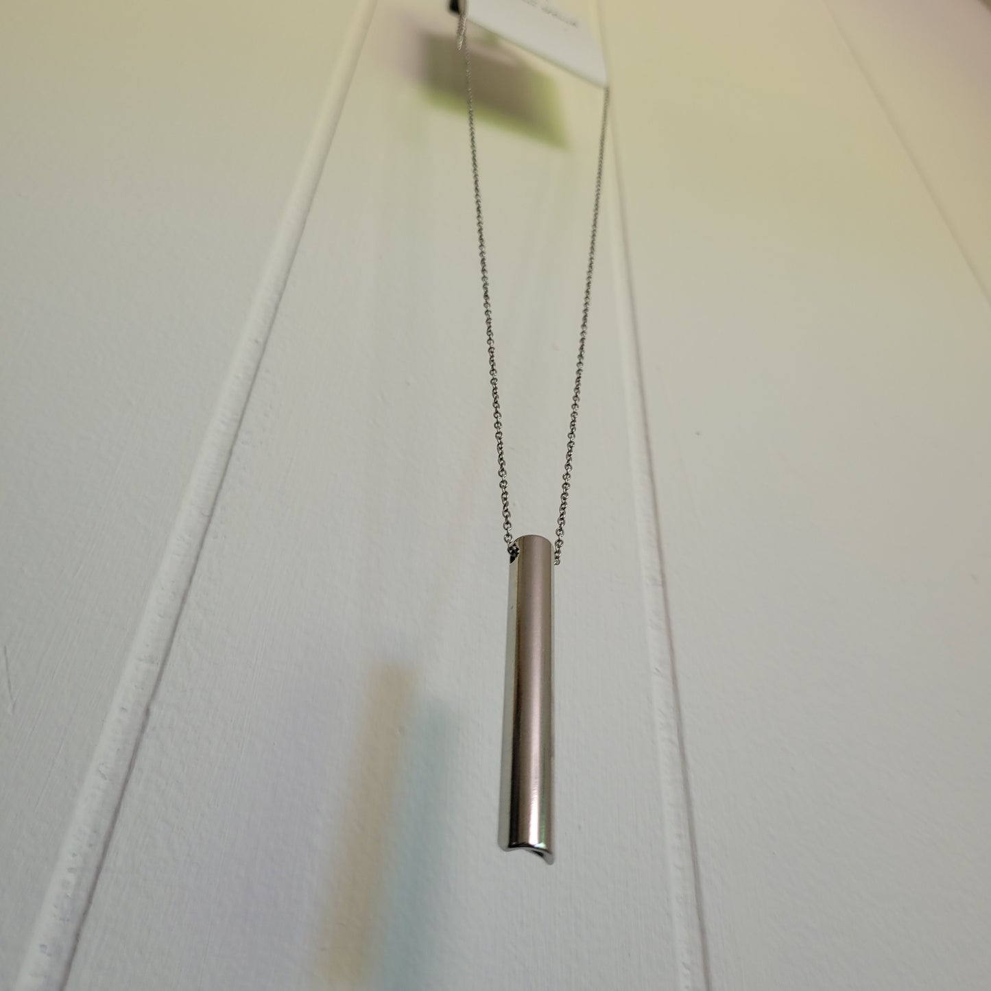 Silver Tone Bar Pendant Necklace