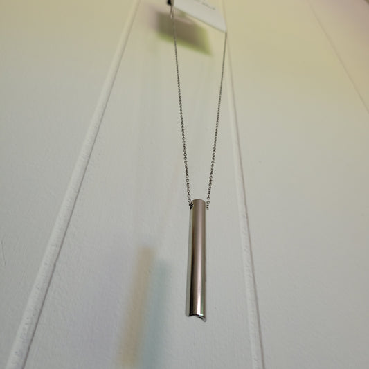 Silver Tone Bar Pendant Necklace