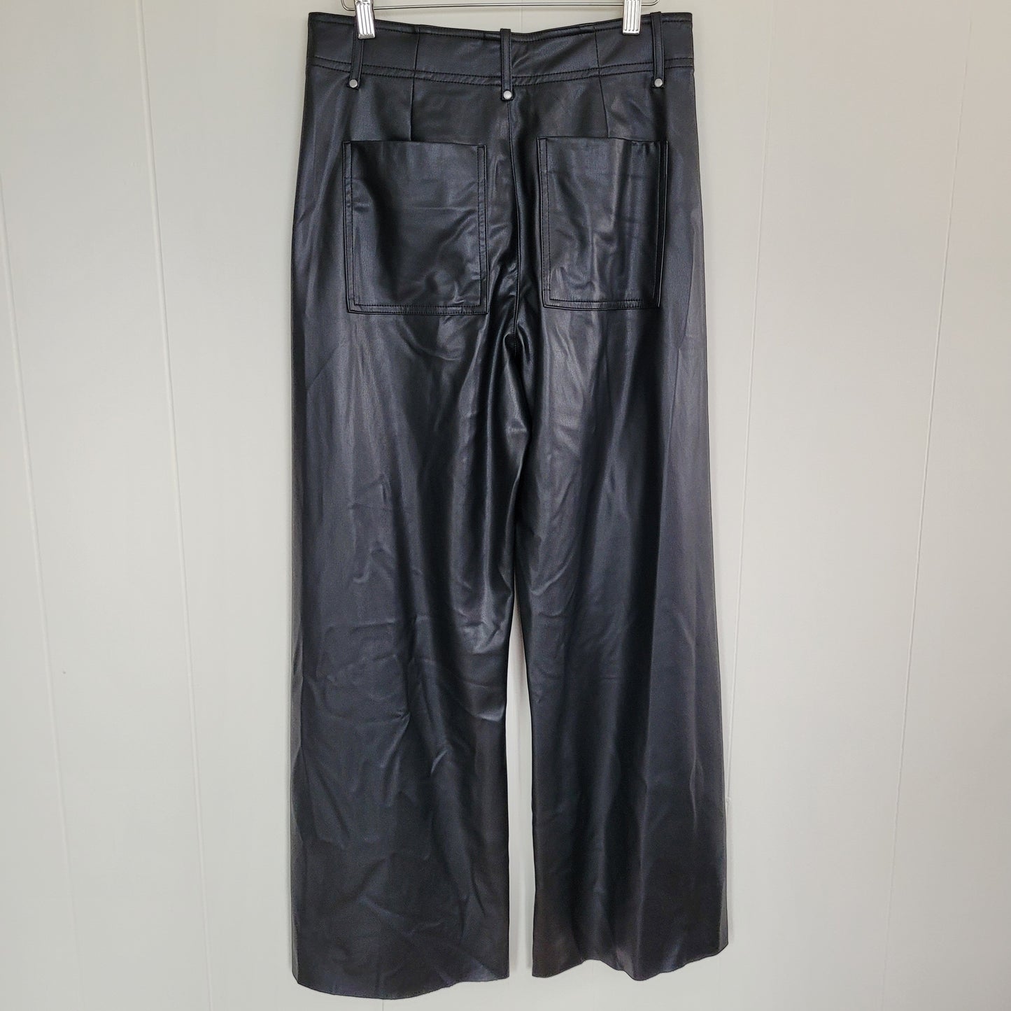 Black Faux Leather Wide Leg Pants - Zara (Size 6)