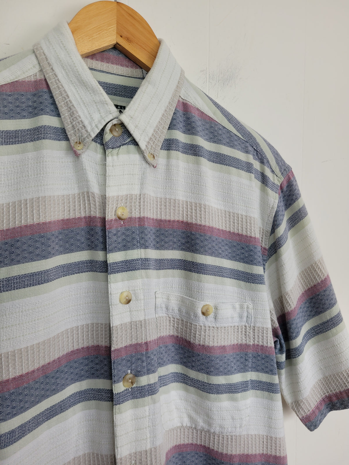 Original Higgins M Men’s Striped Short Sleeve Button-Up Shirt
