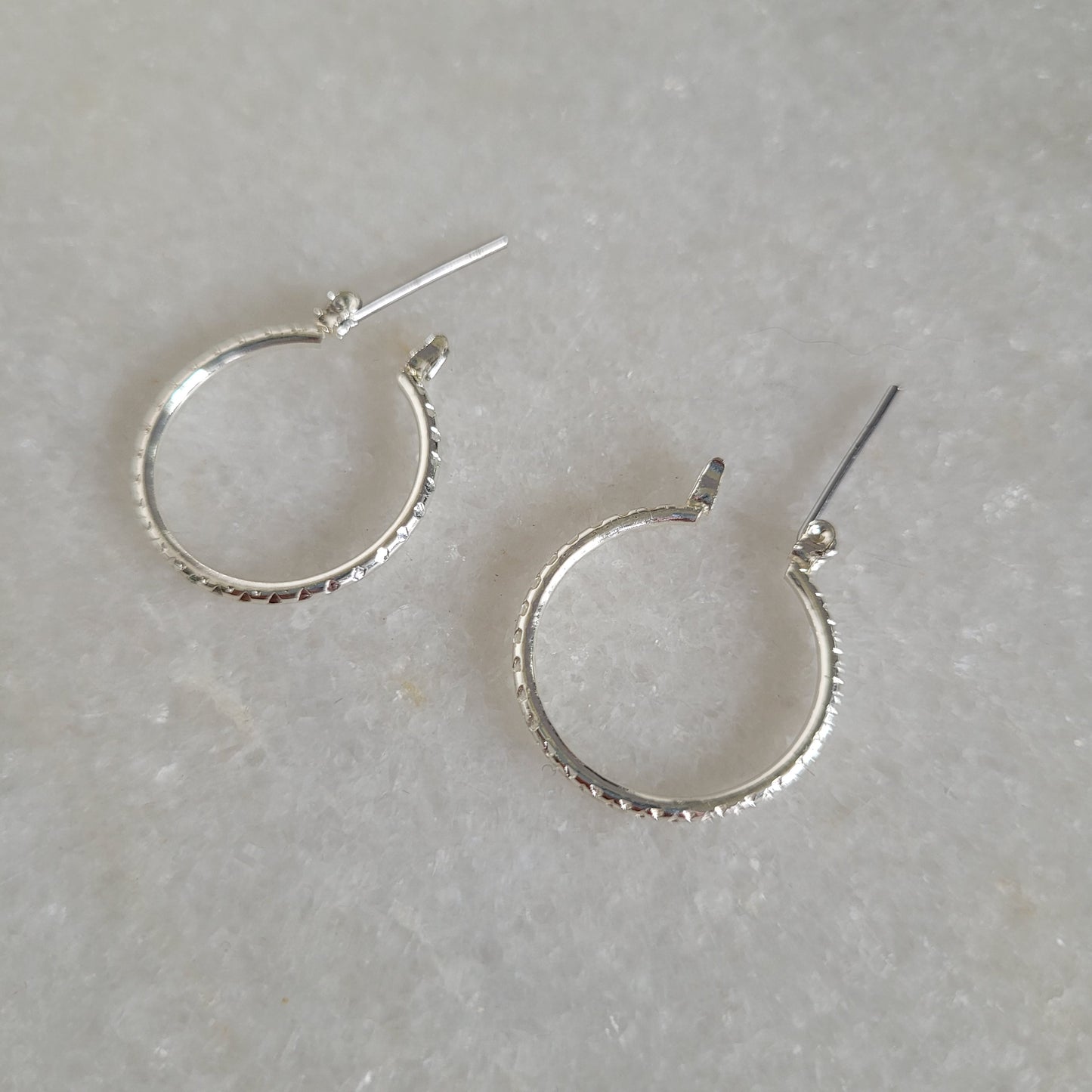 Silver-Tone Textured Hoop Earrings
