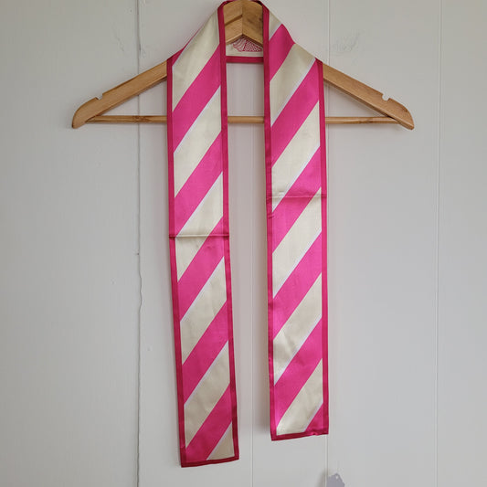 Pink Satin Reversible Scarf - Stripe & Print