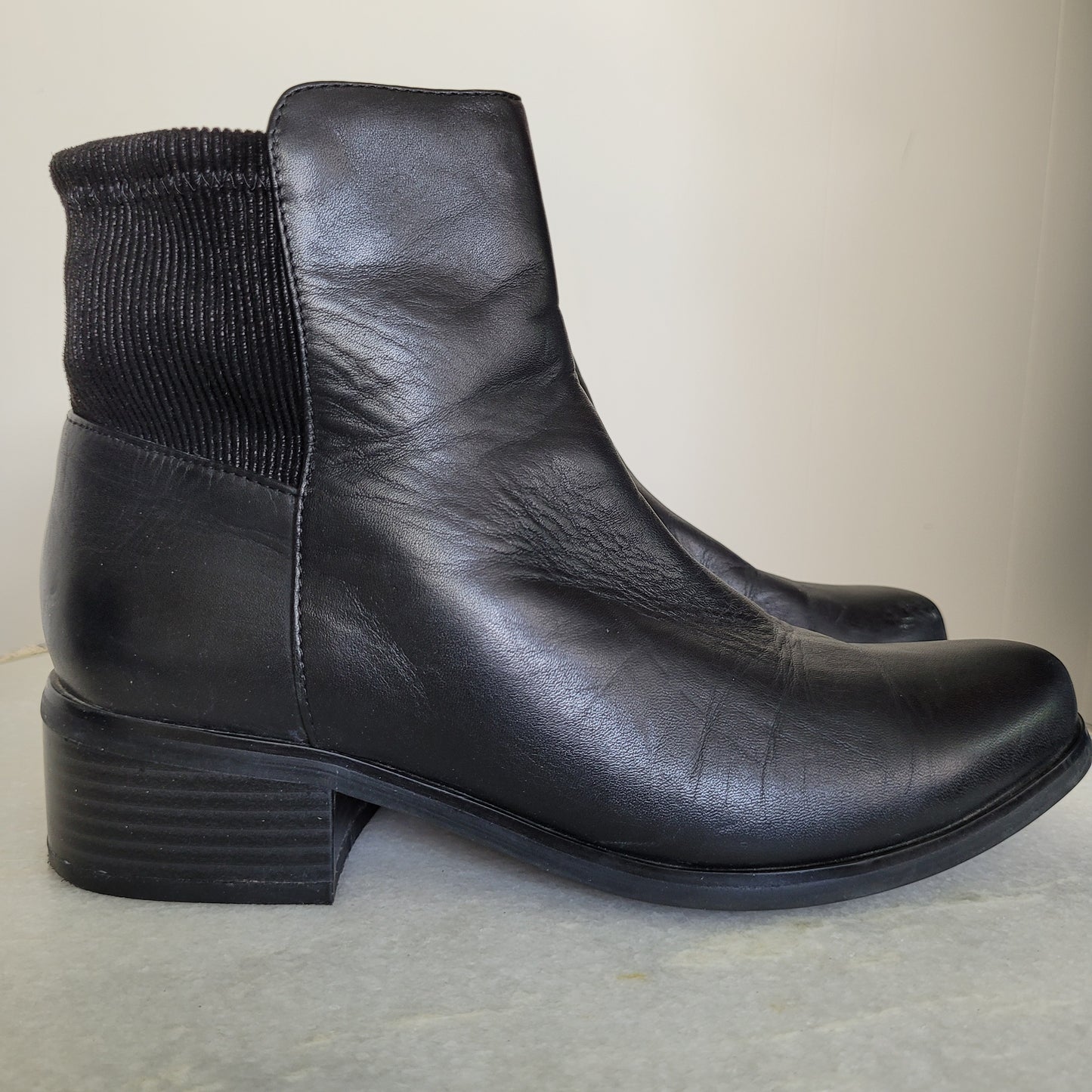 Black Leather Ankle Boots - Artica (Size 6B)