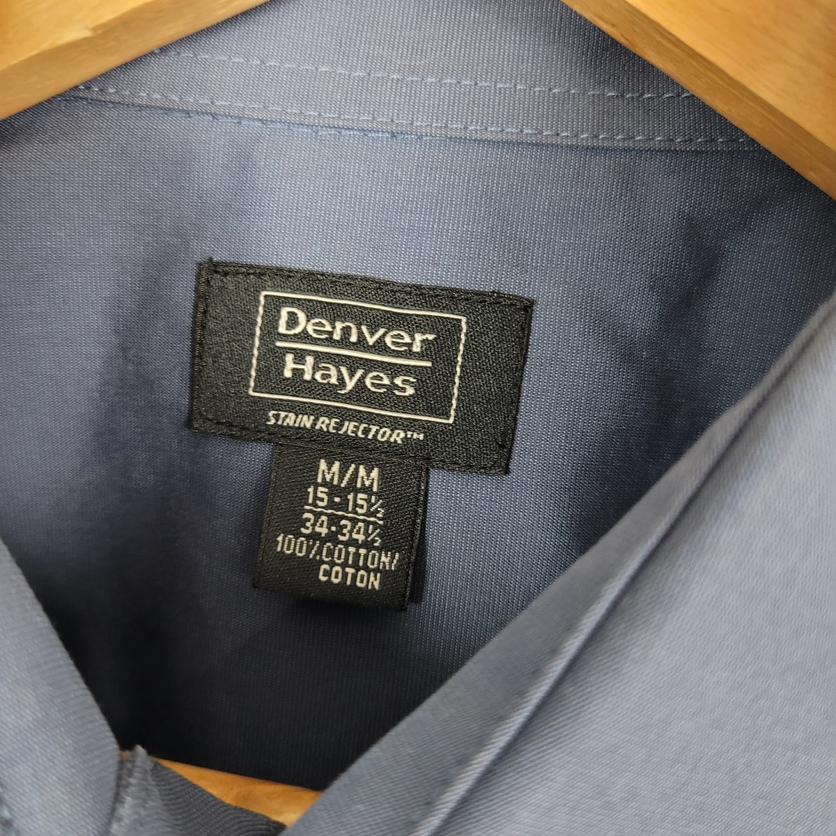 Blue Long Sleeve Button-Up Shirt - Denver Hayes (M - Mens)