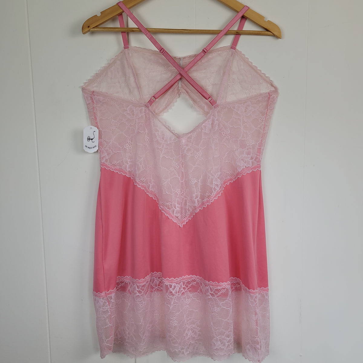 Pink Lace Chemise Lingerie - La Vie en Rose (Size XL)