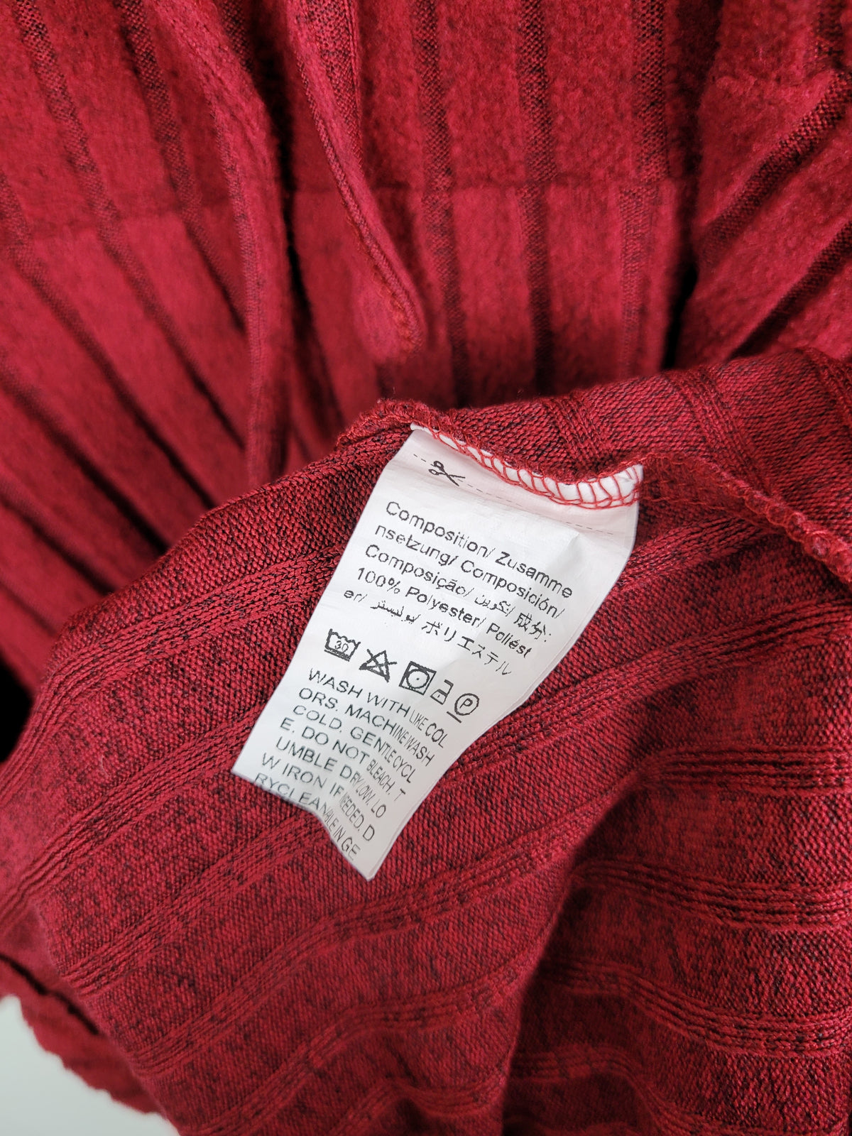 SHEIN 2X Red Ribbed Knit Fit & Flare Long Sleeve Dress