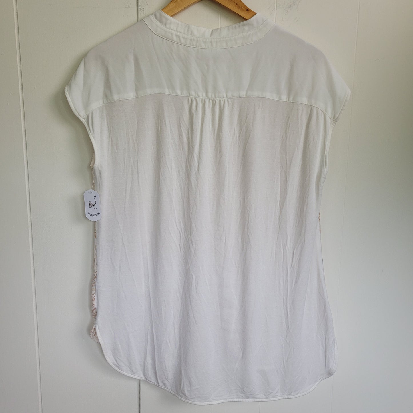 Neutral Tropical Print Mixed Media Top - Camber & Grace