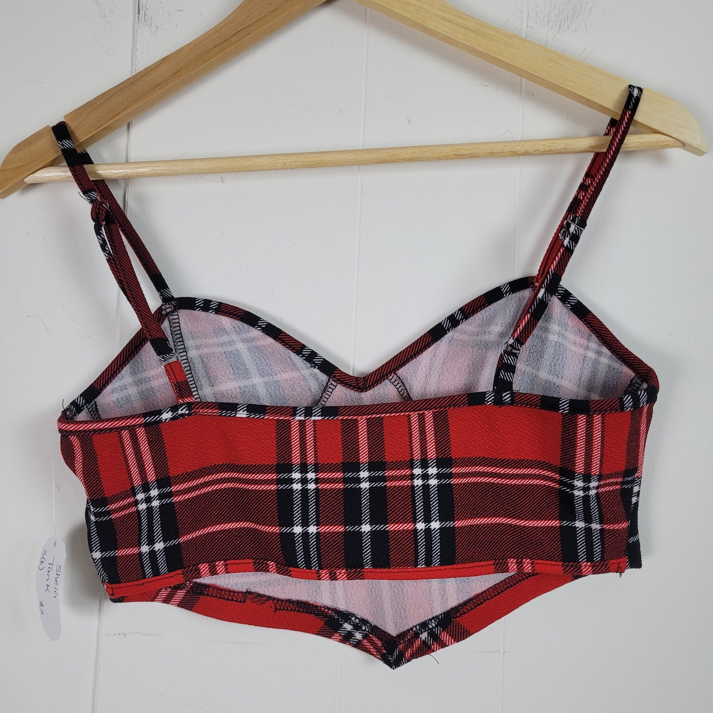 Red Plaid Corset Style Cropped Cami Tank Top - SHEIN (Women's Small US 6)