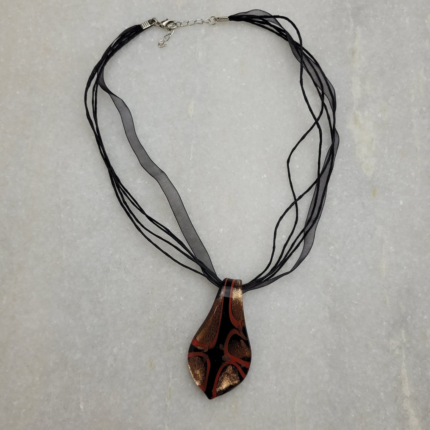 Murano Style Art Glass Pendant Necklace