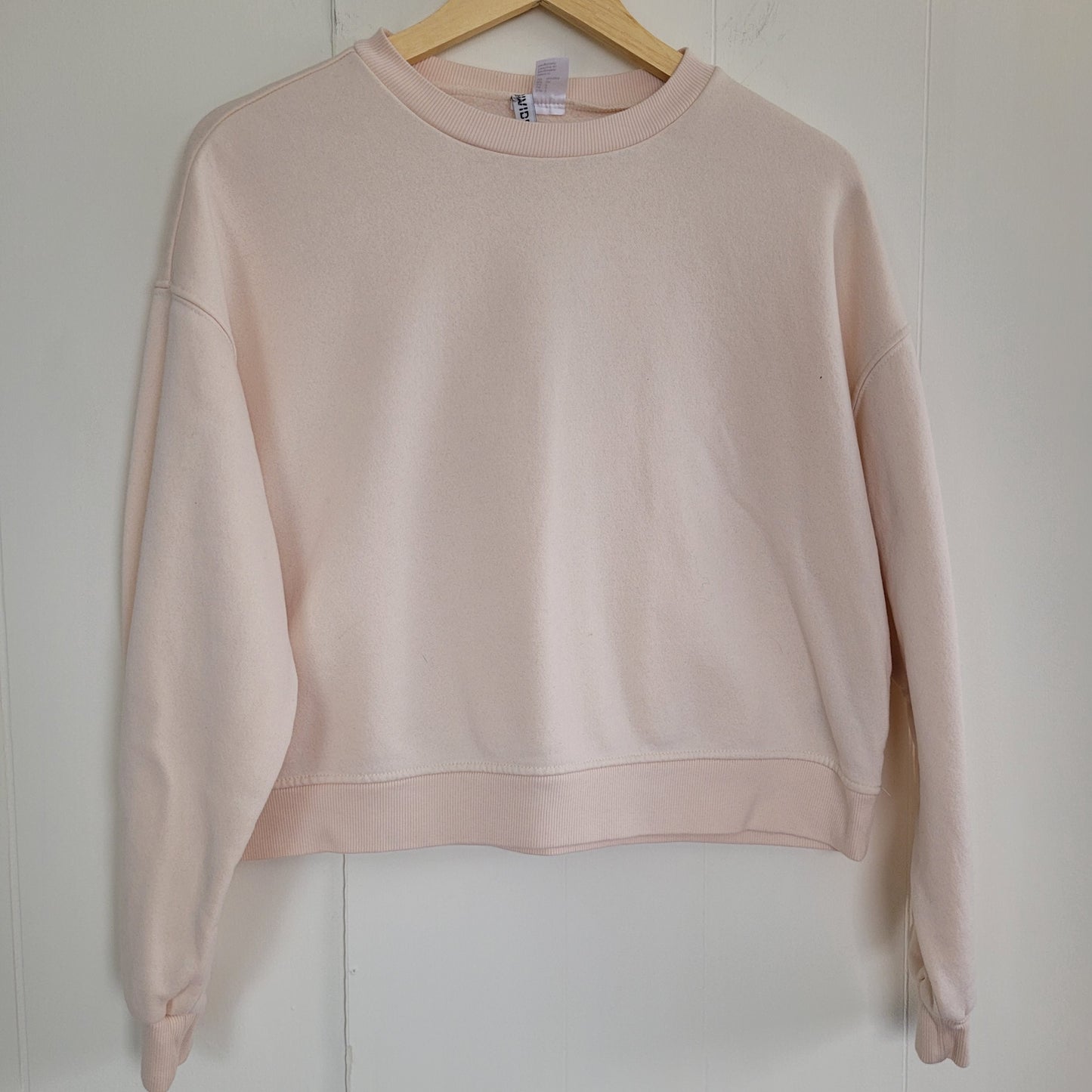 Light Pink Cropped Crewneck Sweatshirt - H&M (Size Small)