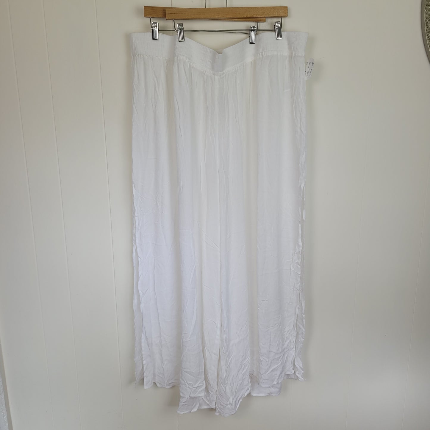 White Flowy Wide Leg Pants - Addition Elle (5X)